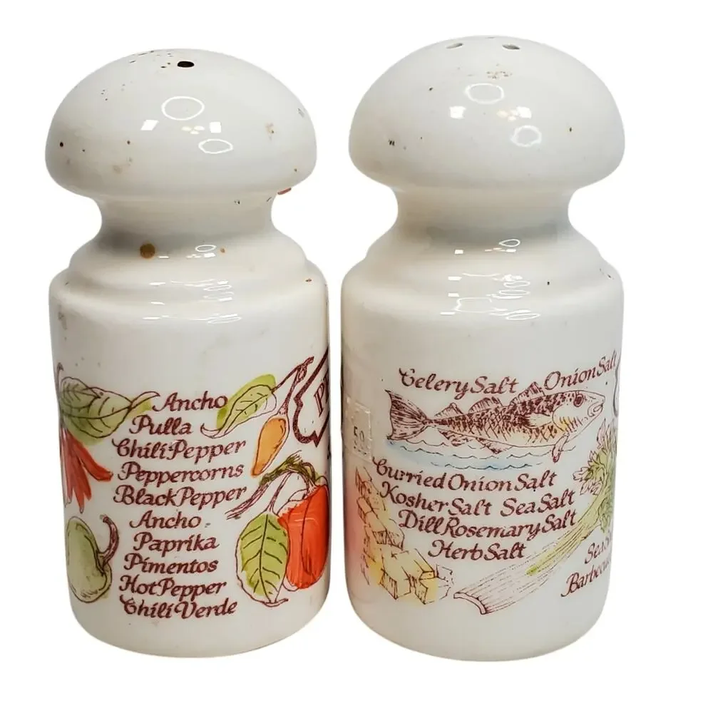 Vegetables Variety Salt & Pepper Shakers Porcelain White Vtg Avon 1980